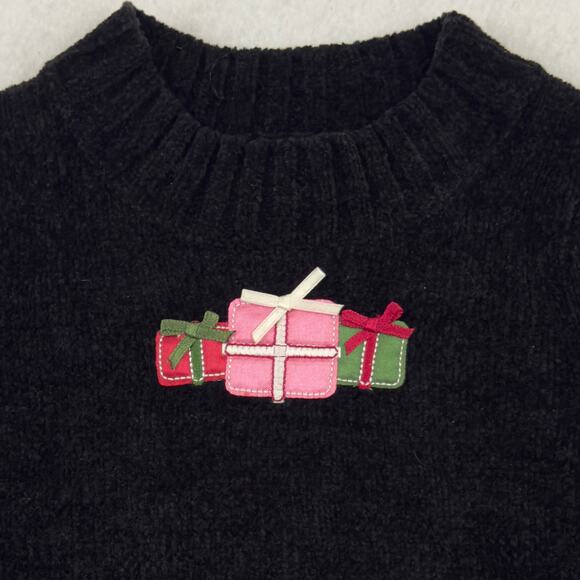 Baby Christmas Sweater 12M Black Knit Pullover Holiday Presents Embroidered - Picture 7 of 10